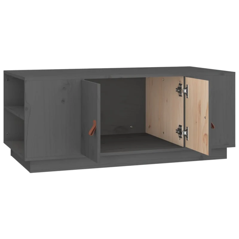 Table basse avec étagères de rangement design rustique moderne 100 x 50 x 41 cm bois de pin gris DEC039154