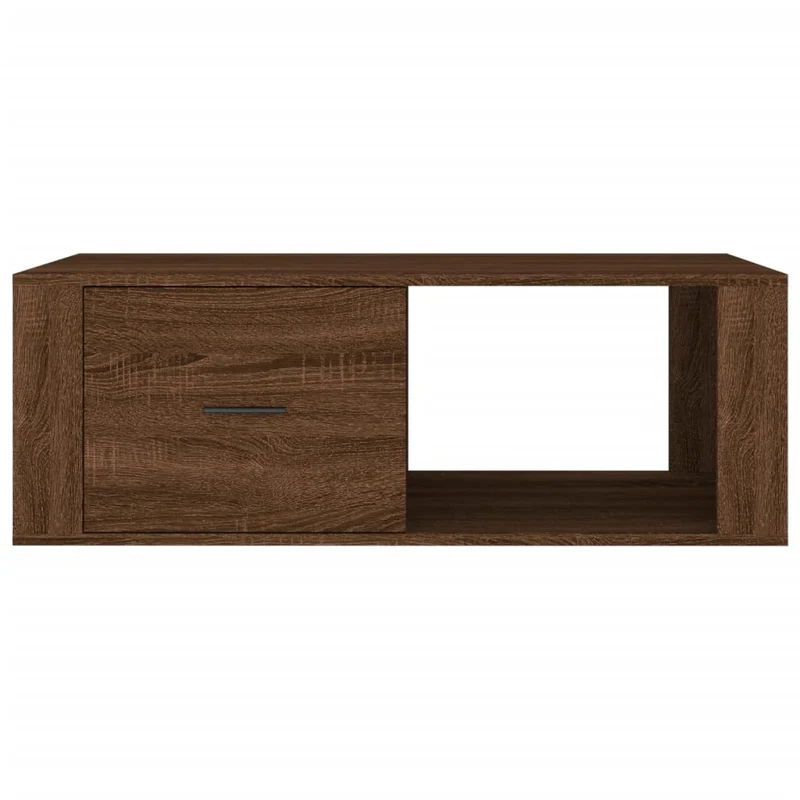 Table basse avec tiroir et compartiment ouvert design rustique 100 x 50,5 x 35 cm bois d'ingénierie marron DEC038576