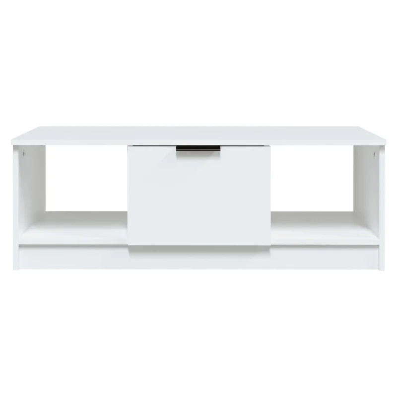 Table basse de salon design moderne 102 x 50 x 36 cm bois d'ingénierie blanc DEC037812