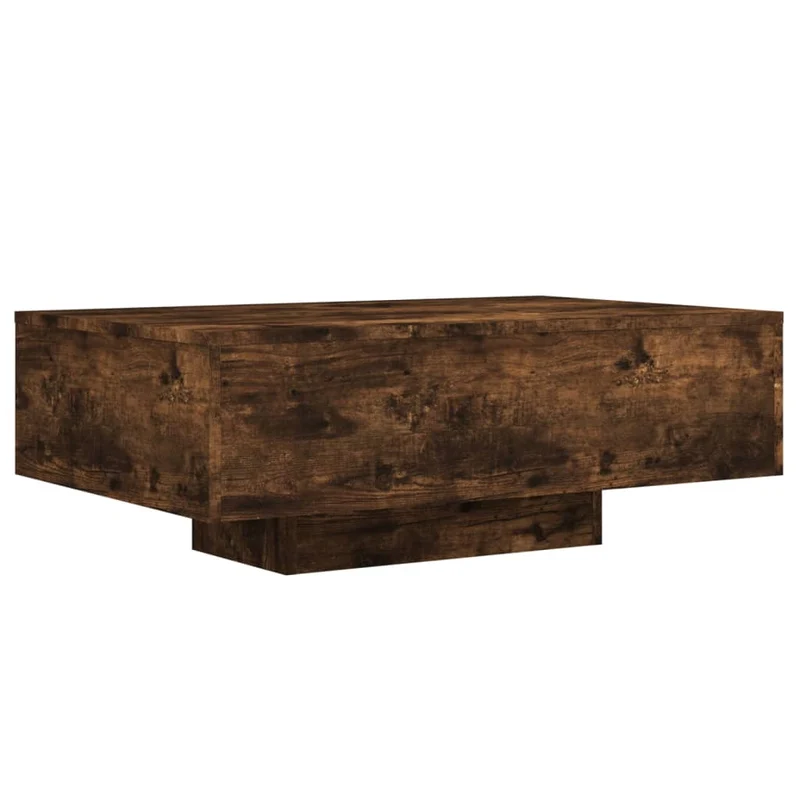 Table basse de salon design moderne avec lumières LED 85 x 55 x 31 cm marron DEC037622
