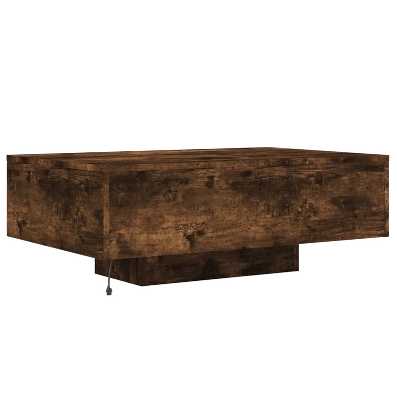 Table basse de salon design moderne avec lumières LED 85 x 55 x 31 cm marron DEC037622
