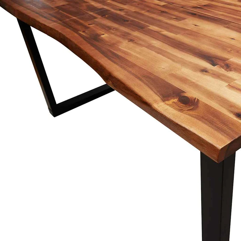 Table de salle à manger design industriel 140 x 80 x 75 cm bois d'acacia et acier DEC036714