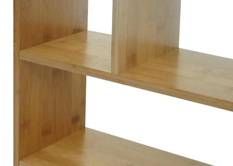 Étagère murale suspendue avec 4 compartiments en bambou 50x50x15 cm 04_0008682