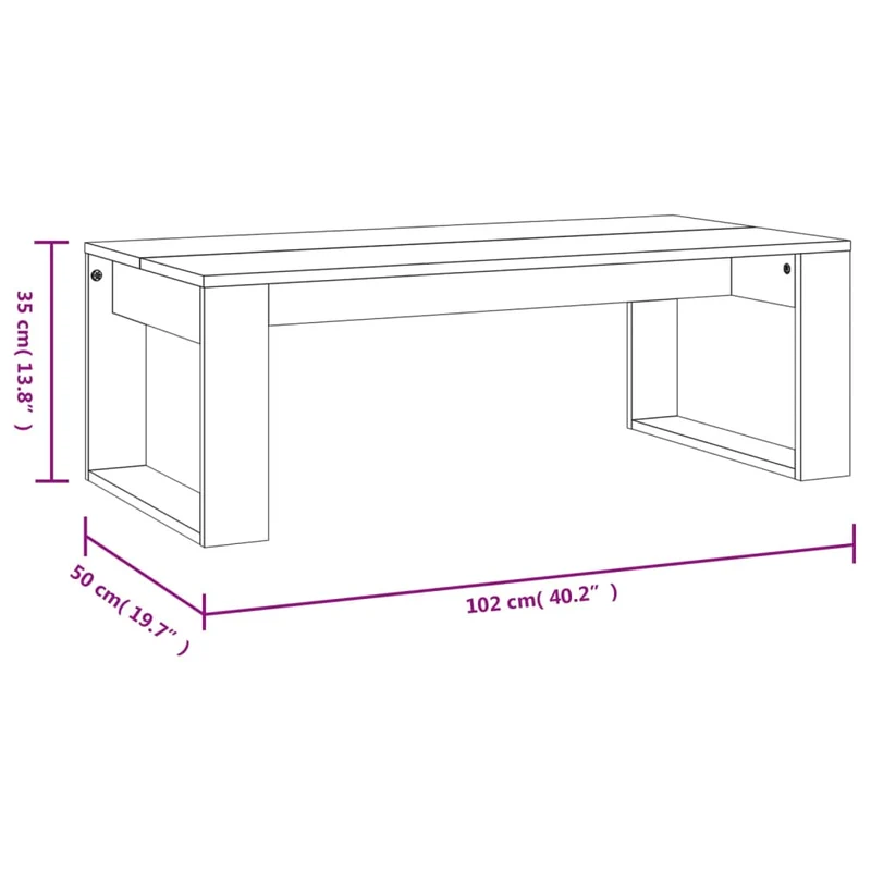 Table basse moderne minimaliste 102 x 50 x 35 cm bois d'ingénierie gris DEC039975