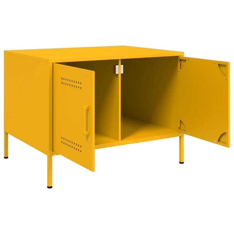 Table basse design industriel contemporain 68 x 50 x 50,5 cm acier jaune moutarde DEC039428