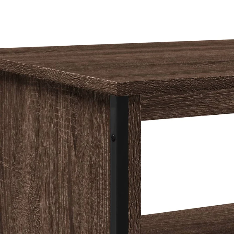 Table basse design contemporain et chaleureux 75 x 51 x 40 cm bois d'ingénierie marron et métal DEC038740