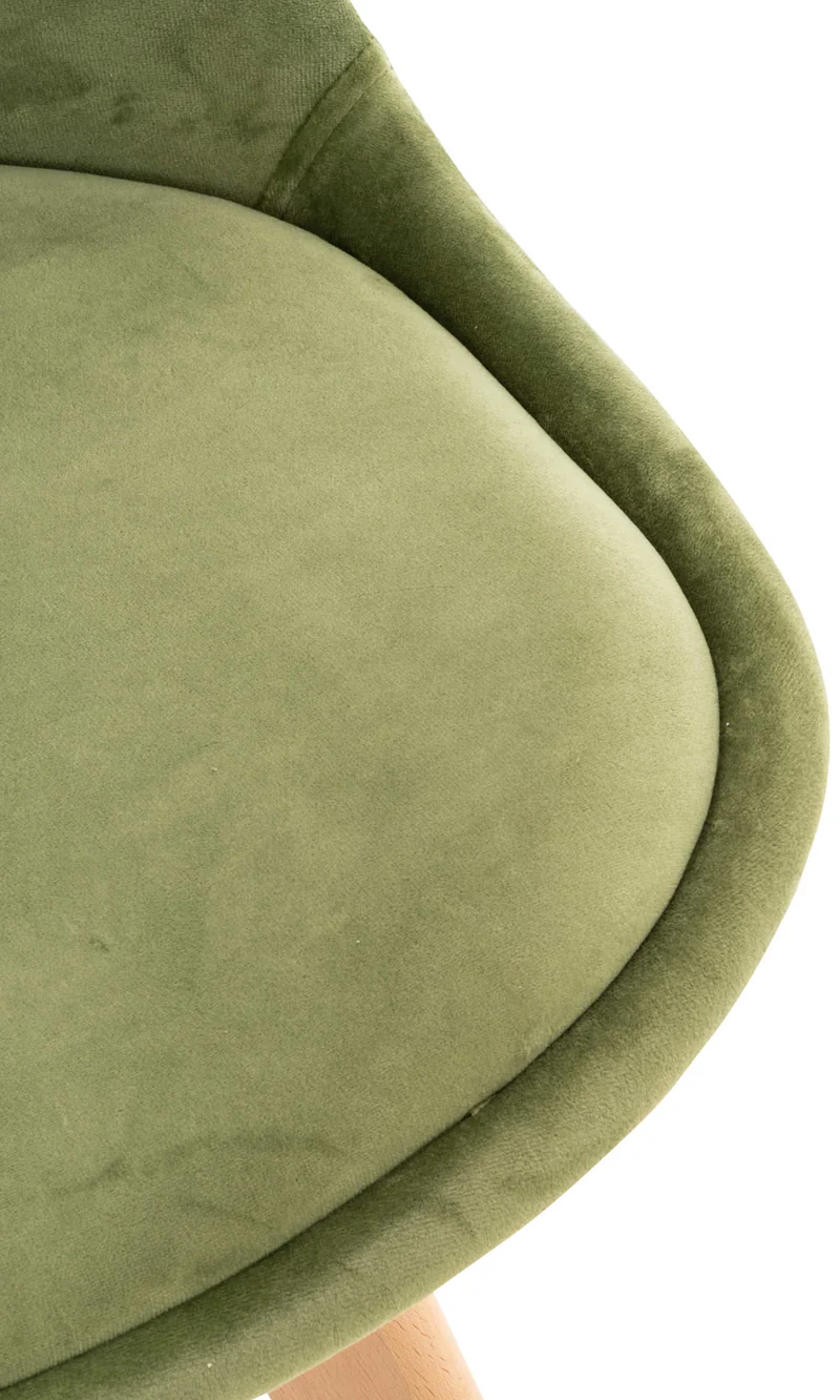Lot de 4 chaises de salle à manger design scandinave en tissu velours vert clair pieds bois clair CDS10384