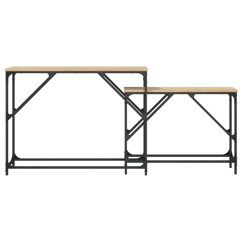 Lot de 2 tables d'appoint console en bois d'ingénierie et métal DEC032603