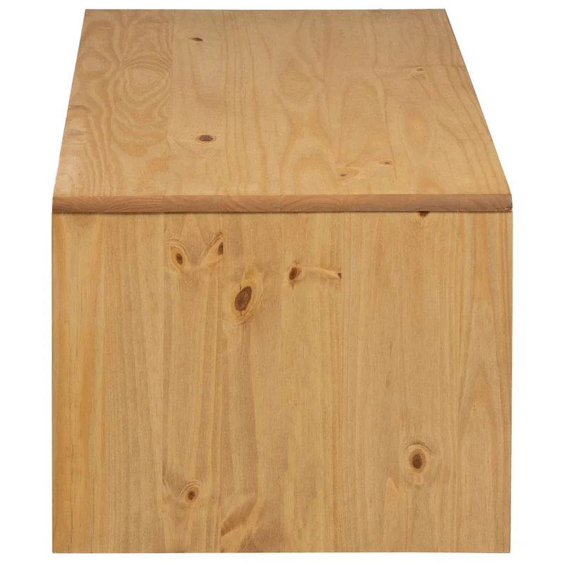Table basse avec 2 tiroirs et 1 compartiment ouvert design rustique 99 x 55 x 45 cm bois de pin massif couleur chêne DEC039920