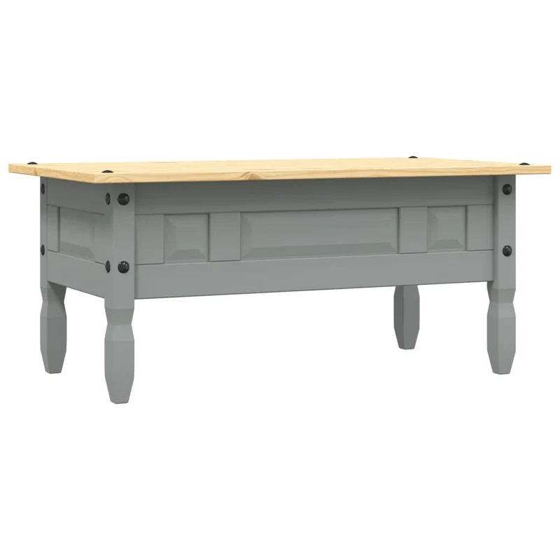 Table basse avec tiroir design classique rustique 100 x 55 x 44 cm bois de pin gris DEC039908