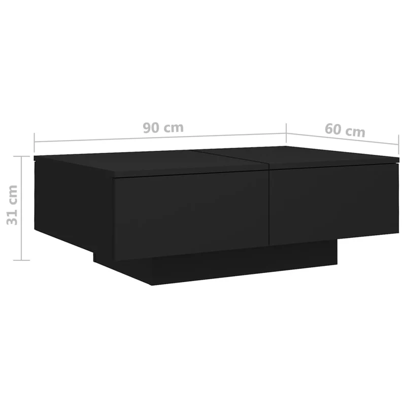 Table basse avec tiroirs design moderne et contemporaine 90 x 60 x 31 cm bois d’ingénierie noir DEC039855