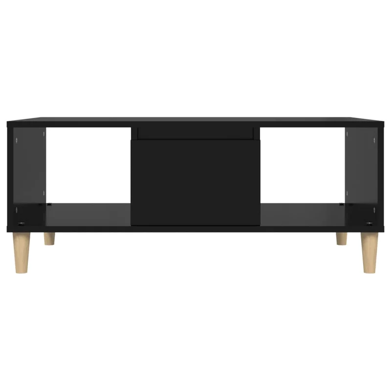 Table basse avec tiroir 2 compartiments ouverts design moderne 90 x 50 x 36,5 cm bois d'ingénierie noir DEC039829