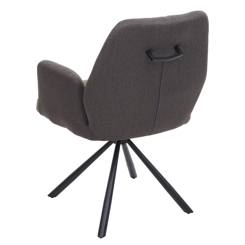 Chaise de salle à manger fauteuil de bureau en tissu gris-brun en acier design pivotant rétro et moderne 04_0002272