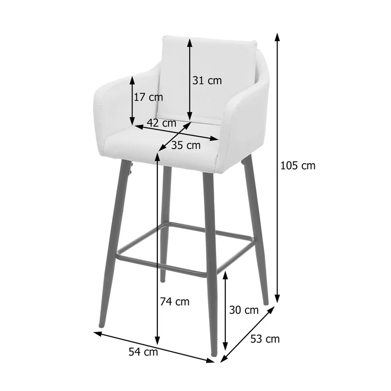 Tabouret de bar chaise haute comptoir avec repose-pieds en métal assise en synthétique taupe design moderne 04_0005293