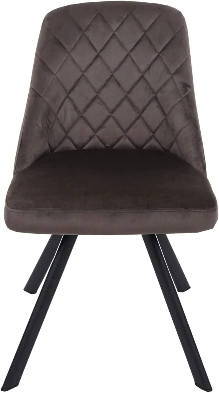 Ensemble de 6 chaises de salle à manger inclinable rembourrée en velours marron coutures décoratives pieds métallique CDS04678