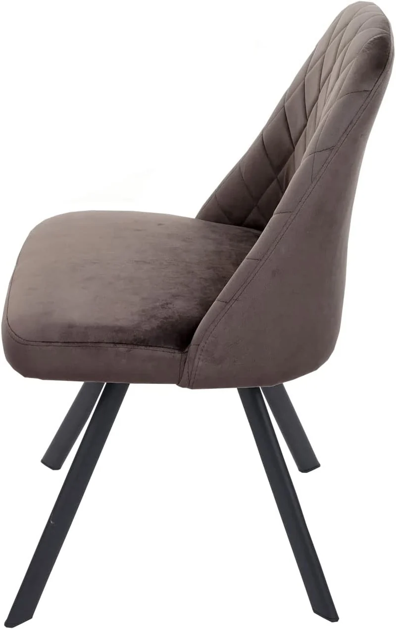 Ensemble de 6 chaises de salle à manger inclinable rembourrée en velours marron coutures décoratives pieds métallique CDS04678