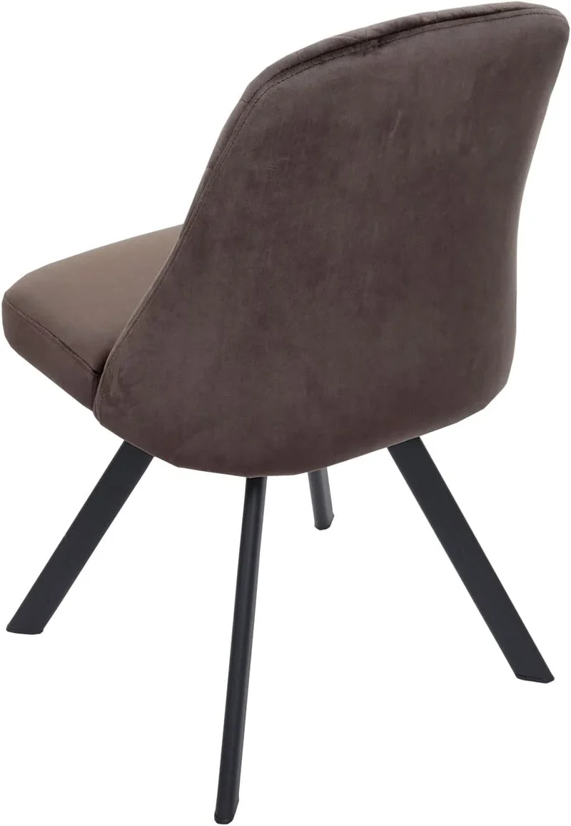Ensemble de 6 chaises de salle à manger inclinable rembourrée en velours marron coutures décoratives pieds métallique CDS04678