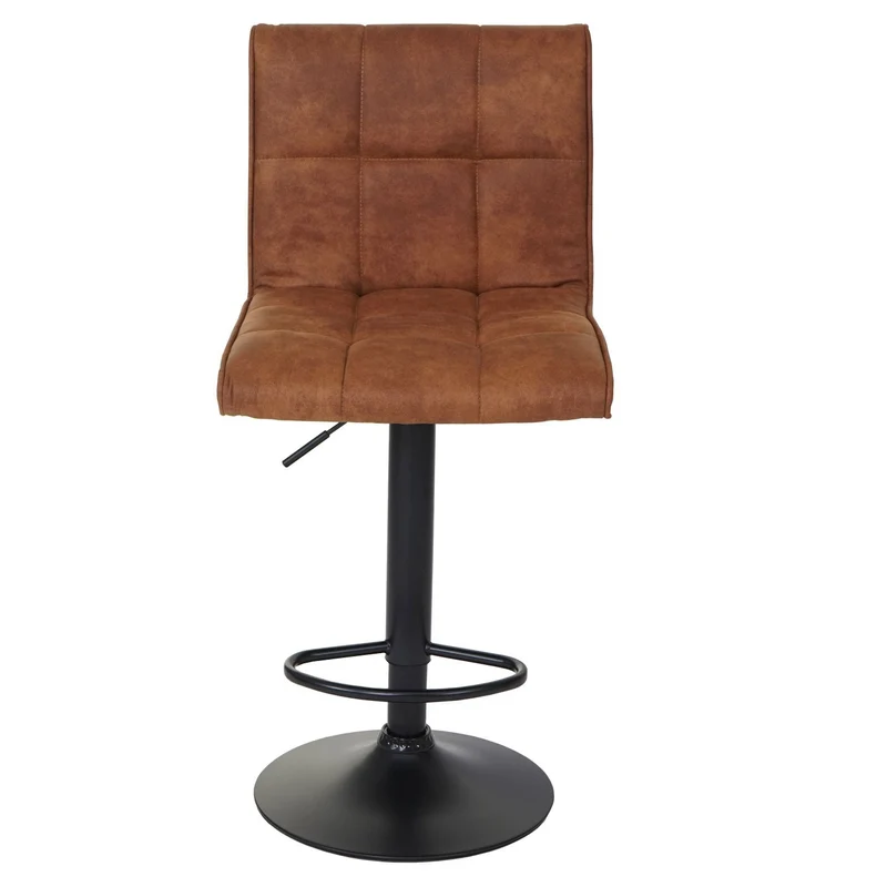 Lot de 2 tabourets de bar en tissu imitation daim marron clair TDB04031