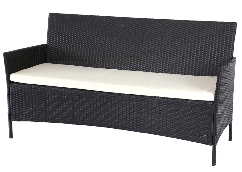Banc de jardin 3 places 154 cm en polyrotin anthracite coussins crème 04_0001100