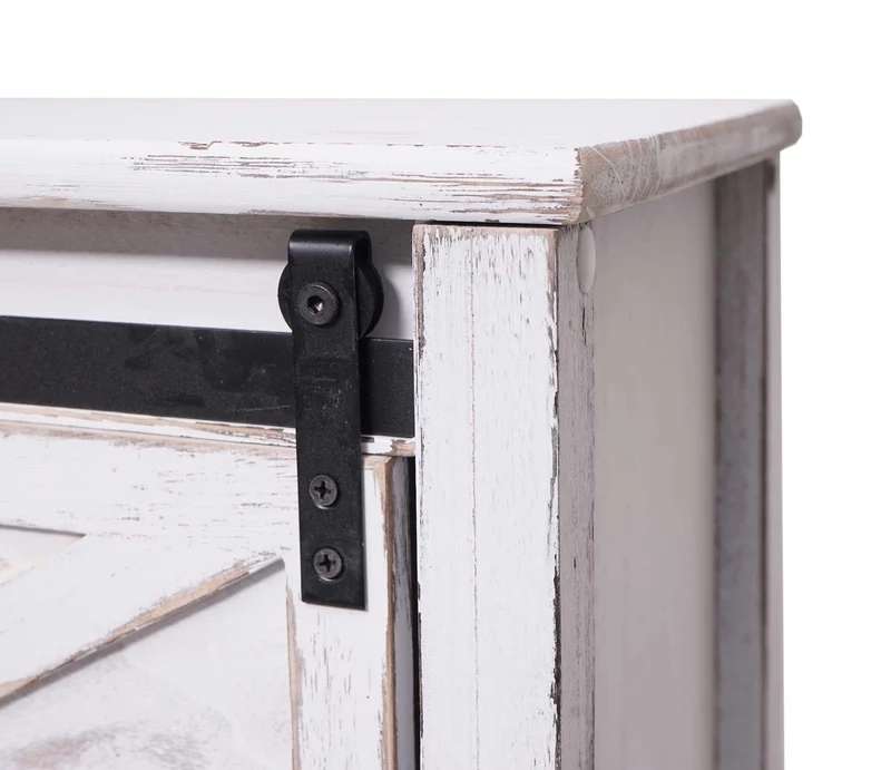 Commode à portes coulissantes meuble d'appoint style vintage 81x102x34cm blanc 04_0002540