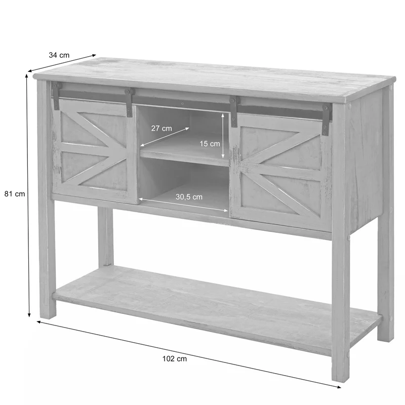 Commode à portes coulissantes meuble d'appoint style vintage 81x102x34cm blanc 04_0002540