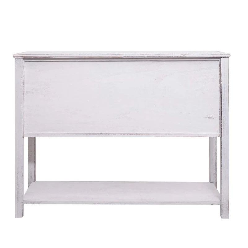 Commode à portes coulissantes meuble d'appoint style vintage 81x102x34cm blanc 04_0002540