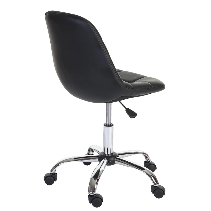 Chaise de bureau pivotante tabouret sur roulettes en synthétique noir 04_0002031