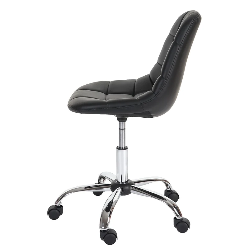 Chaise de bureau pivotante tabouret sur roulettes en synthétique noir 04_0002031