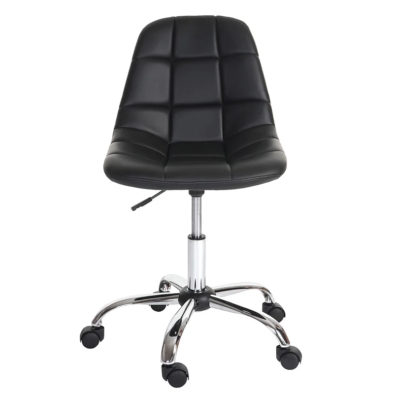 Chaise de bureau pivotante tabouret sur roulettes en synthétique noir 04_0002031