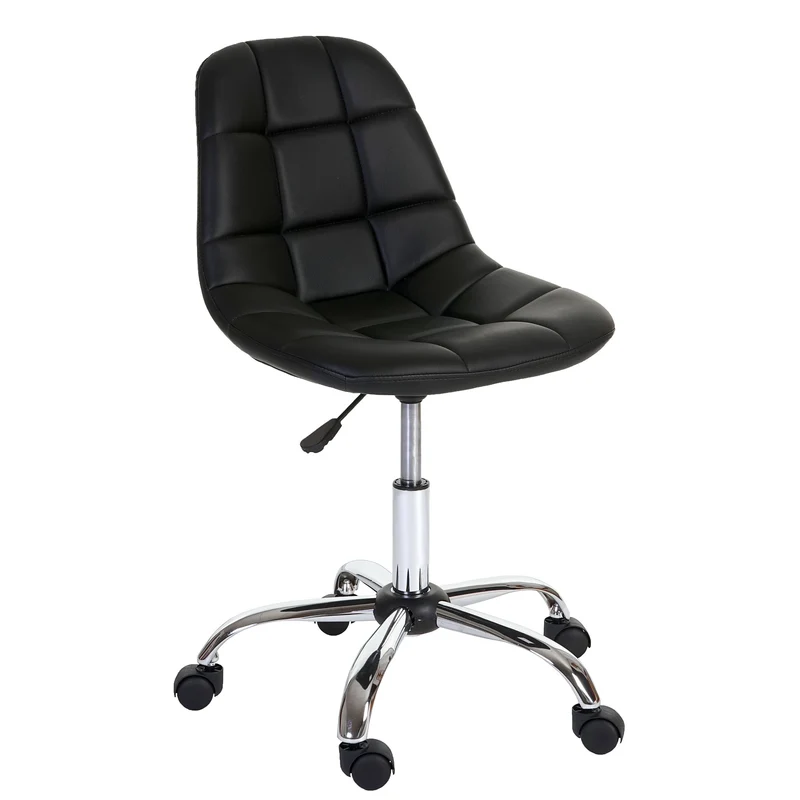 Chaise de bureau pivotante tabouret sur roulettes en synthétique noir 04_0002031