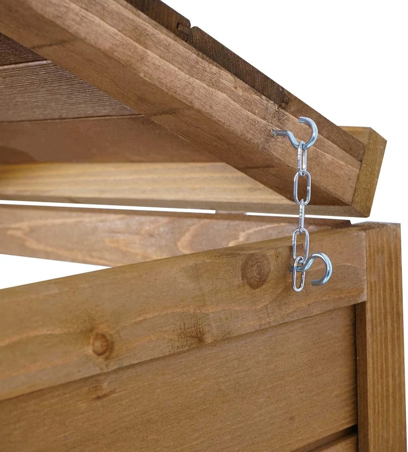 Abri de poubelles extérieur conteneurs à ordures avec couvercle jusqu'à 6 bacs 120x75x96 en bois certifié FSC marron 04_0005620