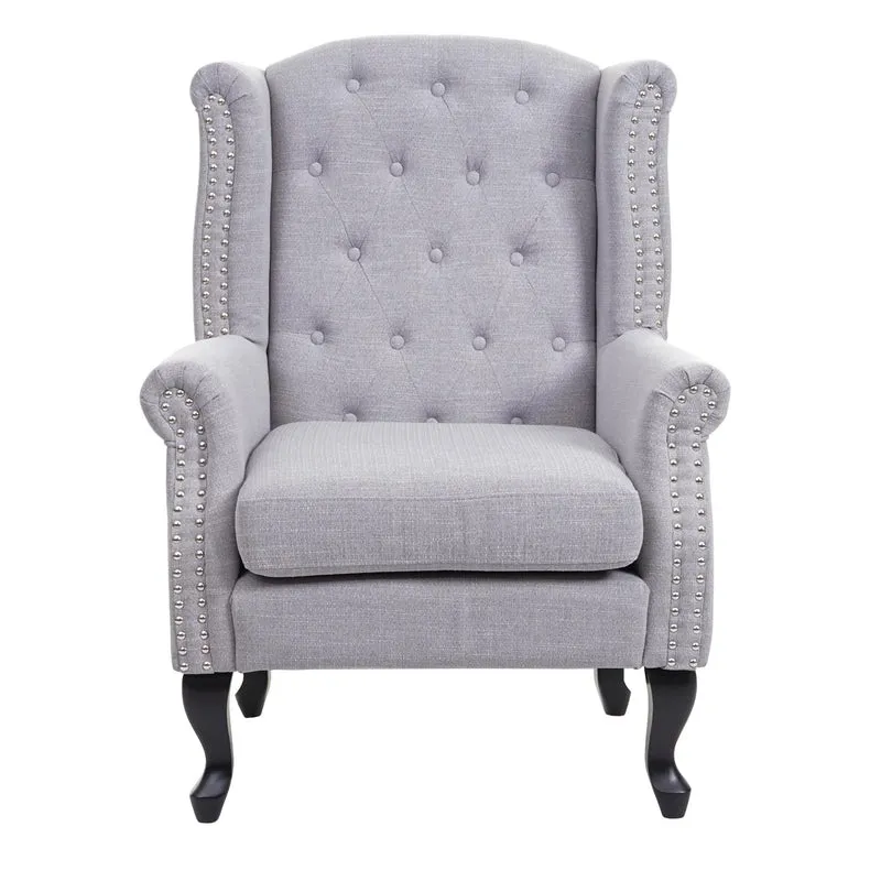 Fauteuil chesterfield fauteuil relaxation fauteuil club tissu/textile gris 04_0003085