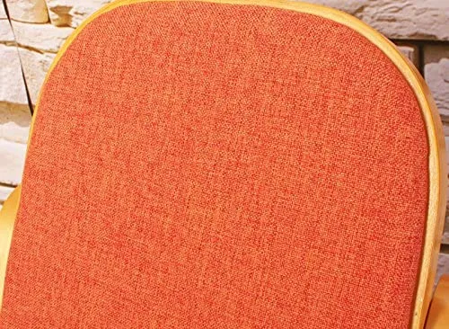 Fauteuil à bascule rocking chair en bois clair assise en tissu orange FAB04007