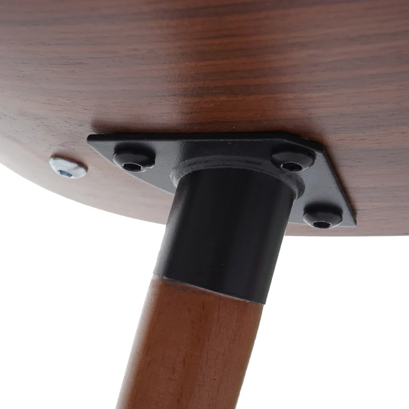 Chaise de salle à manger cuisine design rétro en synthétique noir pieds en bois marron 04_0002218