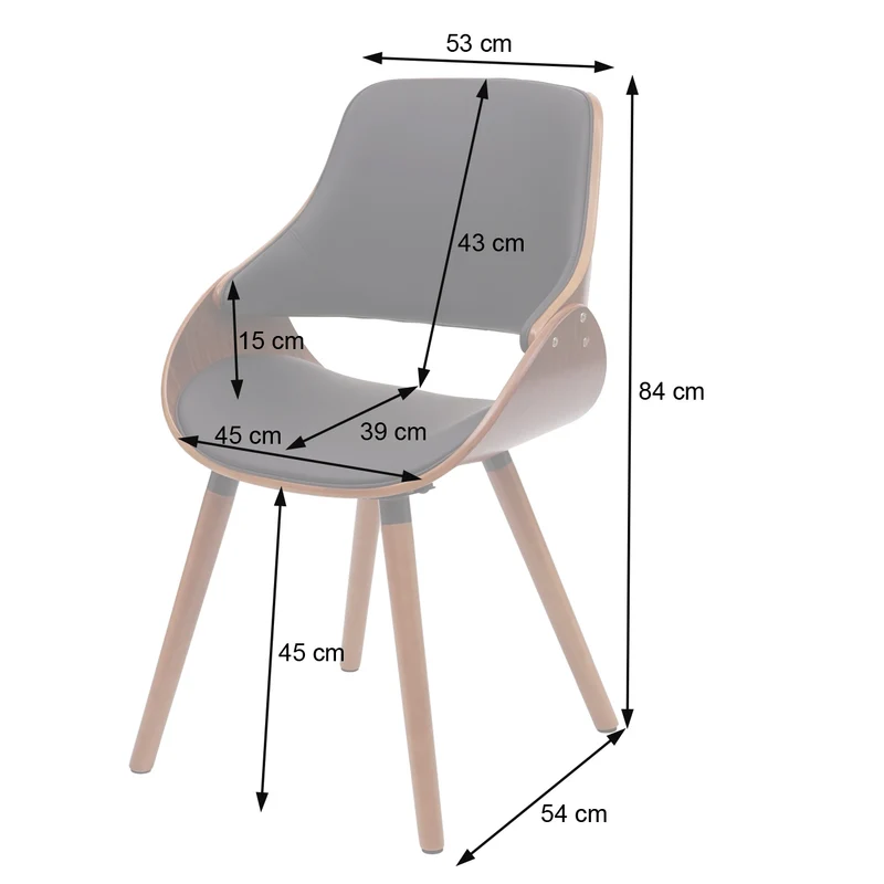 Chaise de salle à manger cuisine design rétro en synthétique noir pieds en bois marron 04_0002218