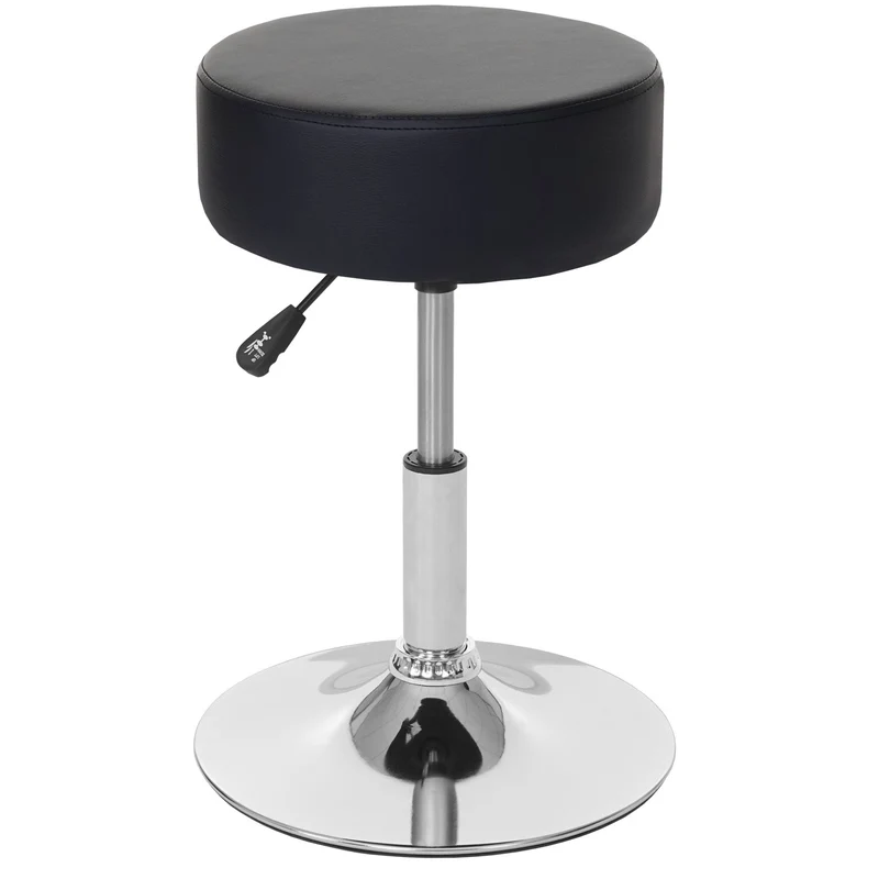 Tabouret siège réglable en hauteur polyvalent pivotant Ø 35cm en synthétique noir 04_0005332
