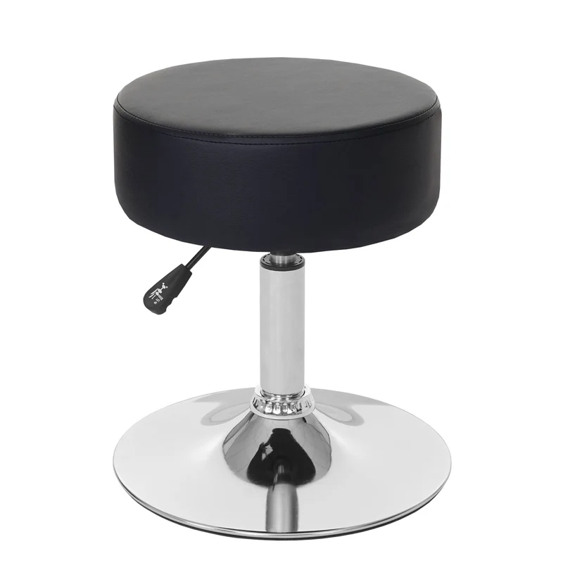 Tabouret siège réglable en hauteur polyvalent pivotant Ø 35cm en synthétique noir 04_0005332