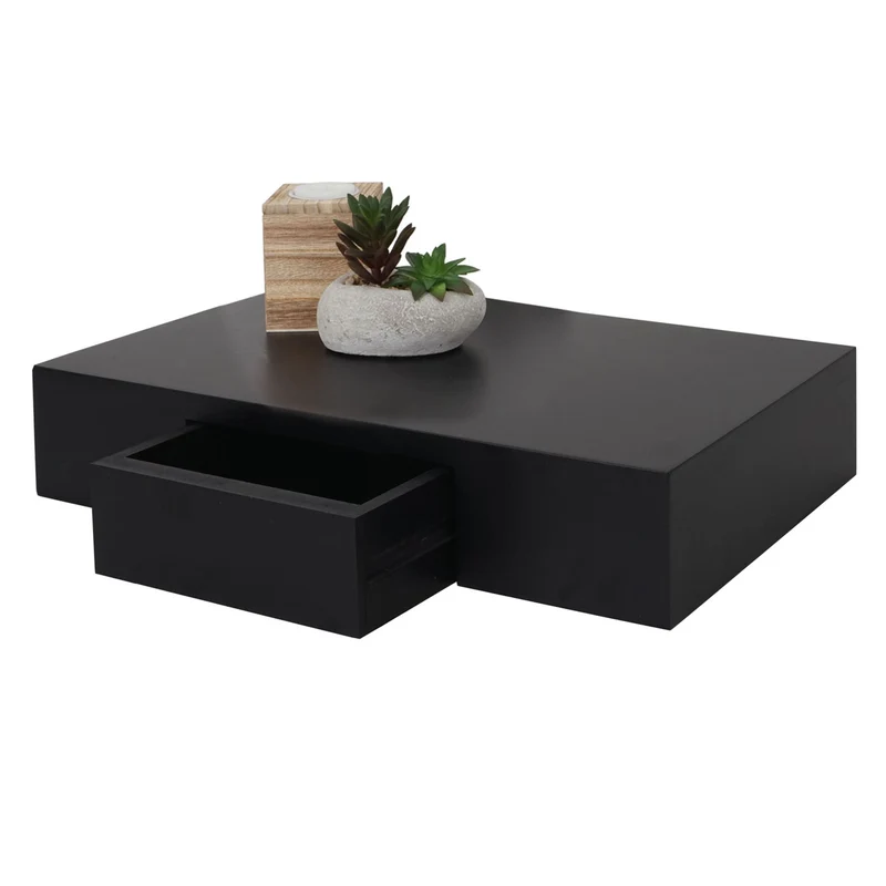 Étagère murale suspendue avec tiroir 40cm noir 04_0005681