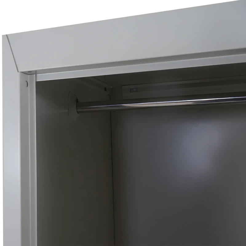 Casier en métal 185x38x45cm gris foncé 2 compartiments verrouillables avec 2 tringles à vêtements 04_0003624