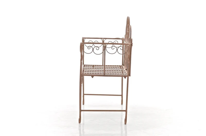 Banc de jardin design rustique largeur 128 cm en métal marron vieilli 10_0002938