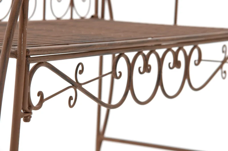 Banc de jardin design rustique largeur 128 cm en métal marron vieilli 10_0002938