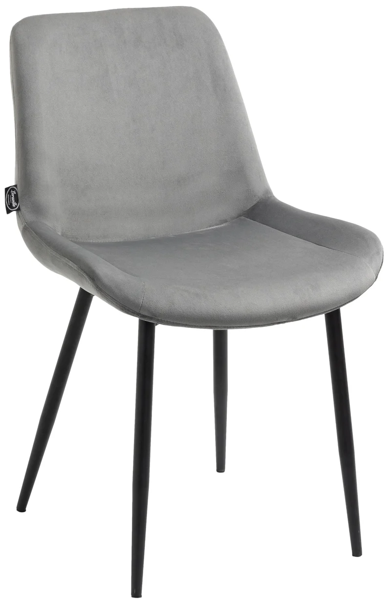 Lot de 4 chaises de salle à manger design moderne et confortable en velours gris et métal noir mat 10_0001843
