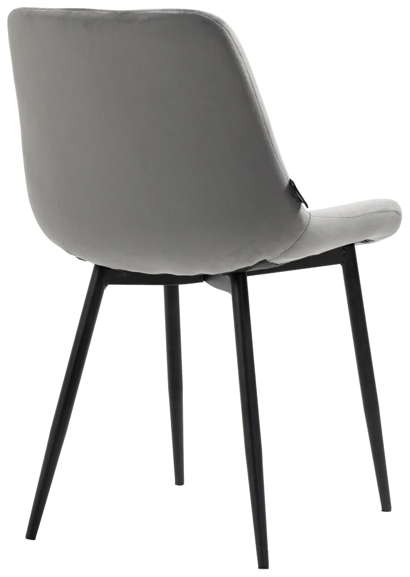 Lot de 4 chaises de salle à manger design moderne et confortable en velours gris et métal noir mat 10_0001843