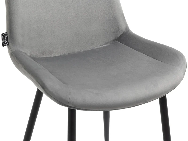 Lot de 4 chaises de salle à manger design moderne et confortable en velours gris et métal noir mat 10_0001843