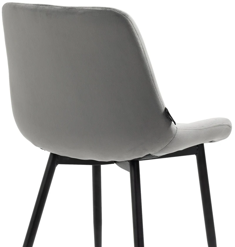Lot de 4 chaises de salle à manger design moderne et confortable en velours gris et métal noir mat 10_0001843