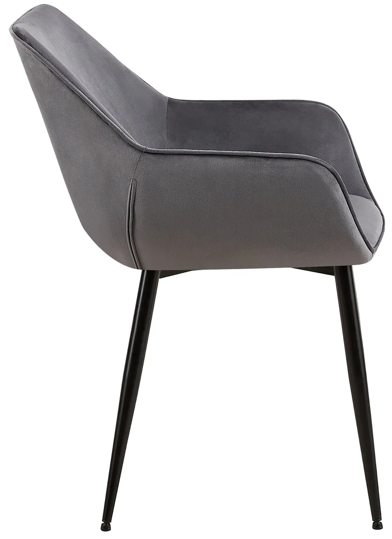 Lot de 2 chaises de salle à manger bureau salle d'attente en tissu velours gris foncé et métal noir 10_0001582