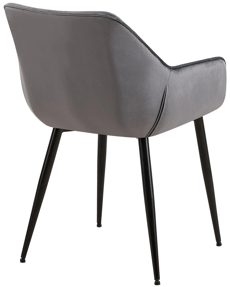 Lot de 2 chaises de salle à manger bureau salle d'attente en tissu velours gris foncé et métal noir 10_0001582
