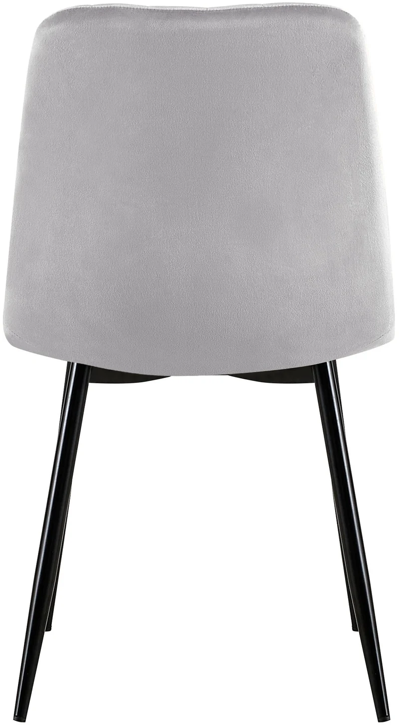 Lot de 4 chaises de salle à manger couture décorative vertical assise en velours gris et pieds en métal noir 10_0001865