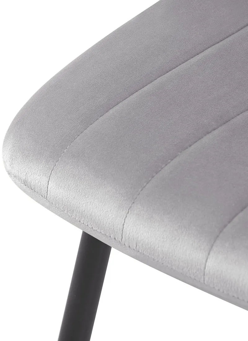 Lot de 4 chaises de salle à manger couture décorative vertical assise en velours gris et pieds en métal noir 10_0001865