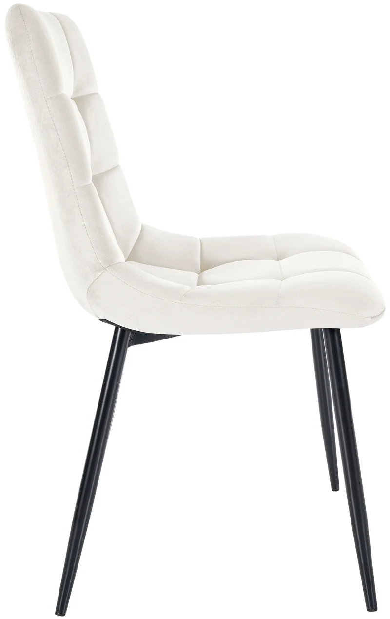 Lot de 4 chaises de salle à manger style moderne et confortable en tissu velours crème et métal noir 10_0001783